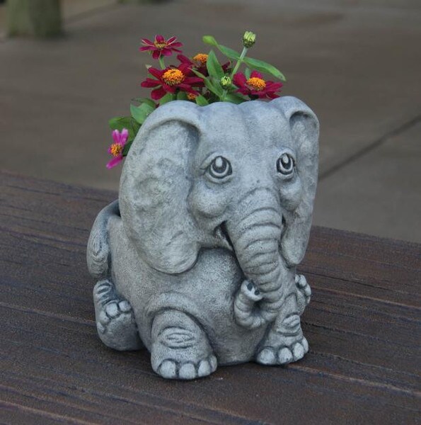 Ellie The Elephant Planter Sculpture Cement Garden Statue Vase Urn